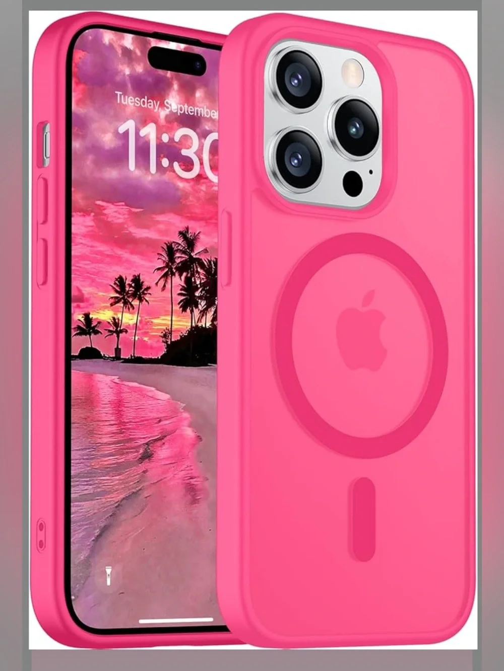 Renmou iPhone 14 Pro Case Compatible with MagSafe Rose Red